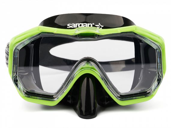 Набор маска+трубка в сумке Sargan Панорама-М черный/зеленый