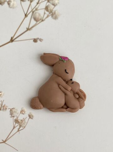 Фигурка из шоколадной глазури "Кролики мать и дитя" 2D