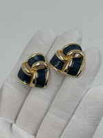 Клипсы с тёмно-синей эмалью