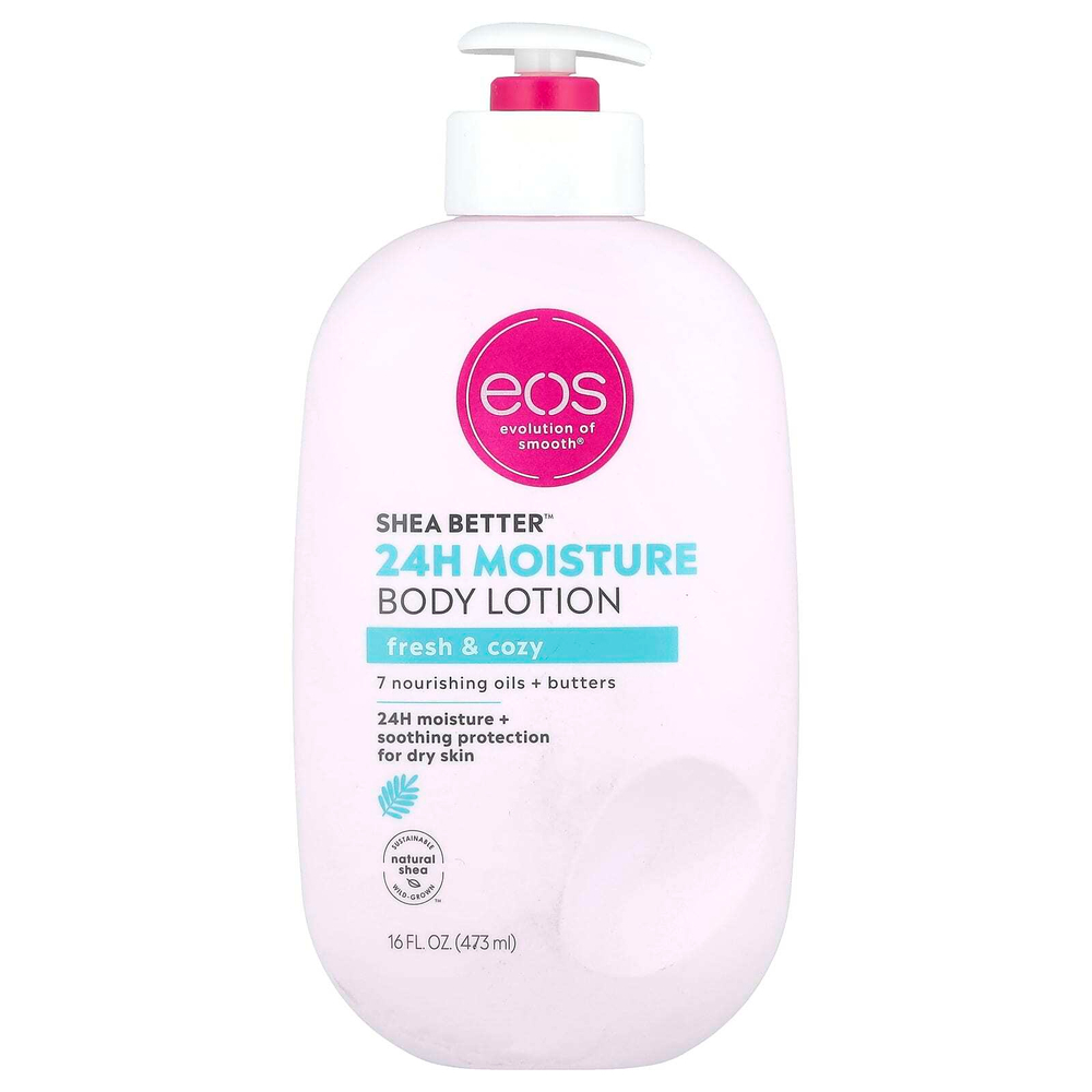 EOS, Shea Better™, 24-часовой увлажняющий лосьон для тела, свежесть и комфорт, 473 мл (16 жидк. унций)