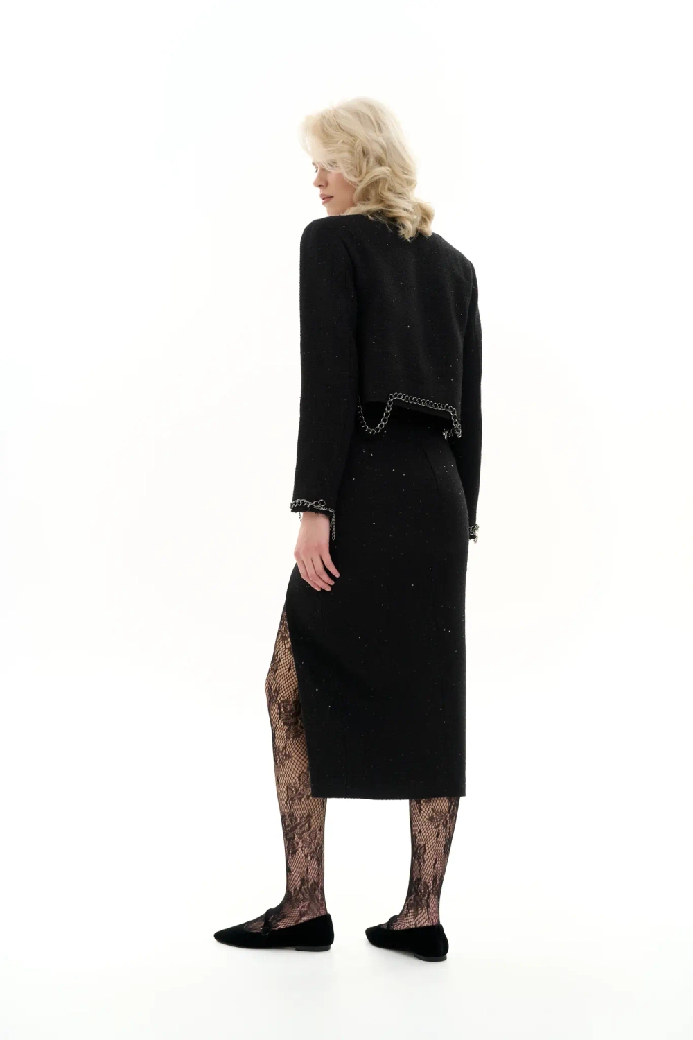 Юбка-миди с разрезом с цепями