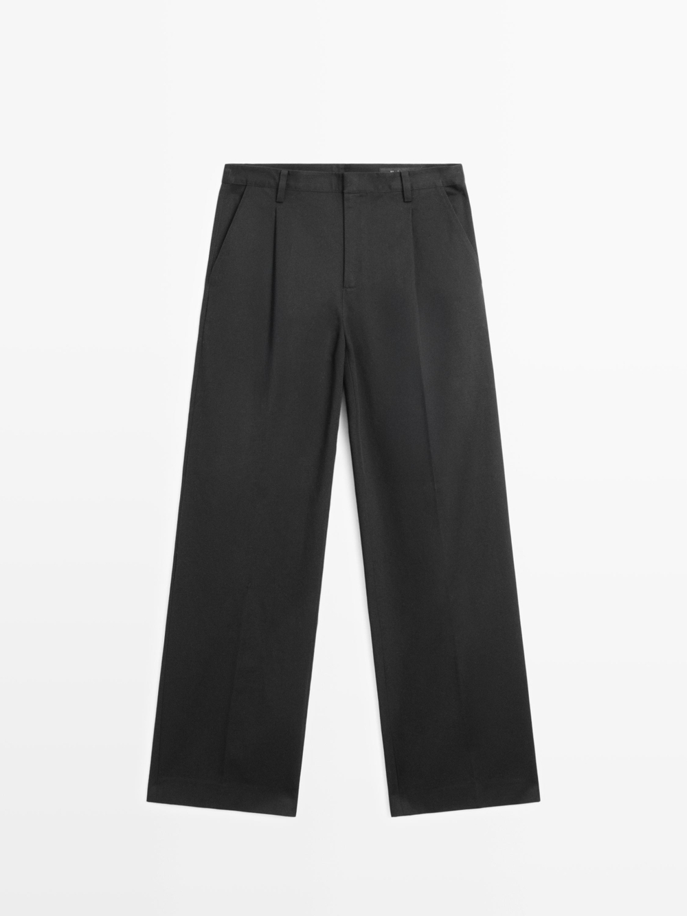 Massimo Dutti Хлопковые брюки с вытачками, черный