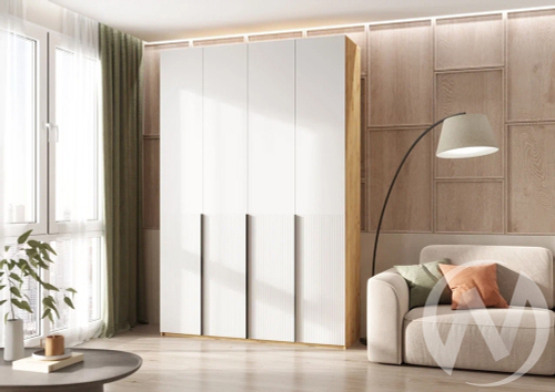 Шкаф 4-х ств.(1600) с доп.ящиками Марвэл (дуб крафт/браш вайт)