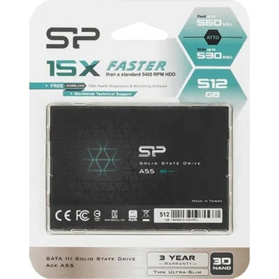 SSD диск Silicon Power SSD 512Gb A55 SP512GBSS3A55S25 (SATA3.0, 7mm)