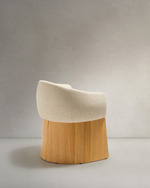 Стул Bosca из бежевого шенилла и дубового шпона