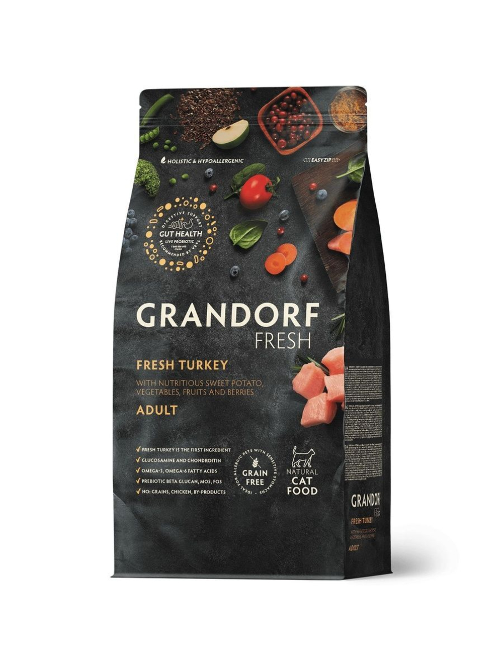 Grandorf Fresh Cat Potato корм сухой беззерновой для кошек индейка,батат