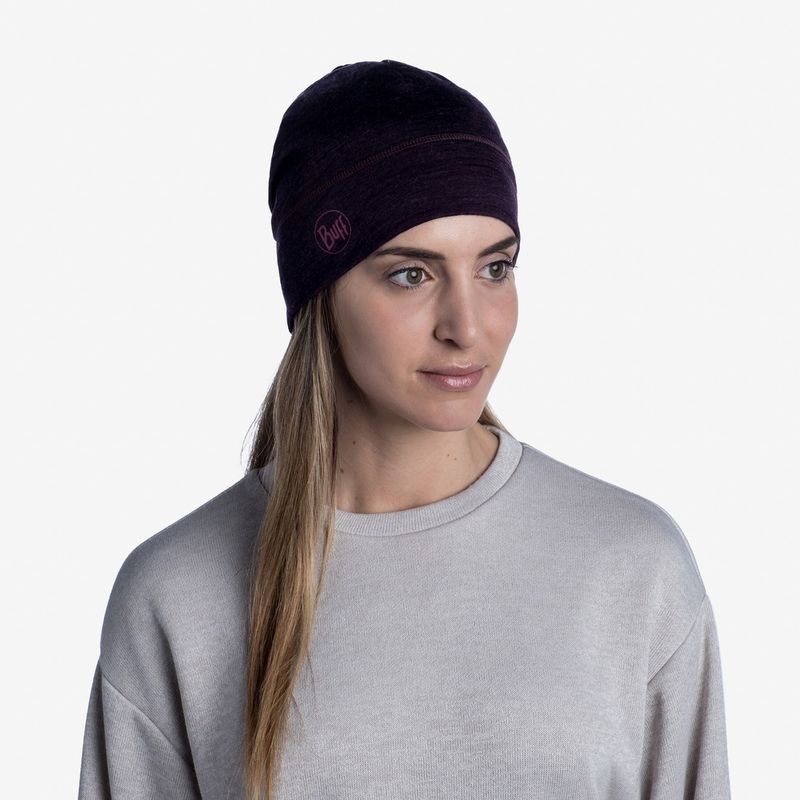 Тонкая шерстяная шапка Buff Hat Wool Iightweight Solid Deep Purple Фото 3