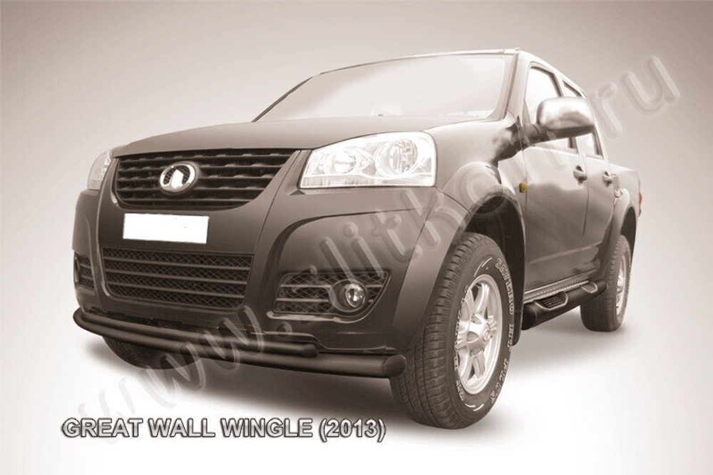 Защита переднего бампера Great Wall Wingle (2011-2015) d76+d42 радиусная черная