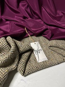 Пальтовая шерсть "елочка" с цветными мушками (Fendi, Серо-бежевая елочка/разноцветные мушки, 133, 490 гр/м2, 100%шерсть)