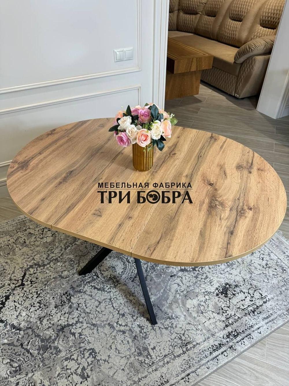 Стол круглый раздвижной "Лофт", дуб вотан