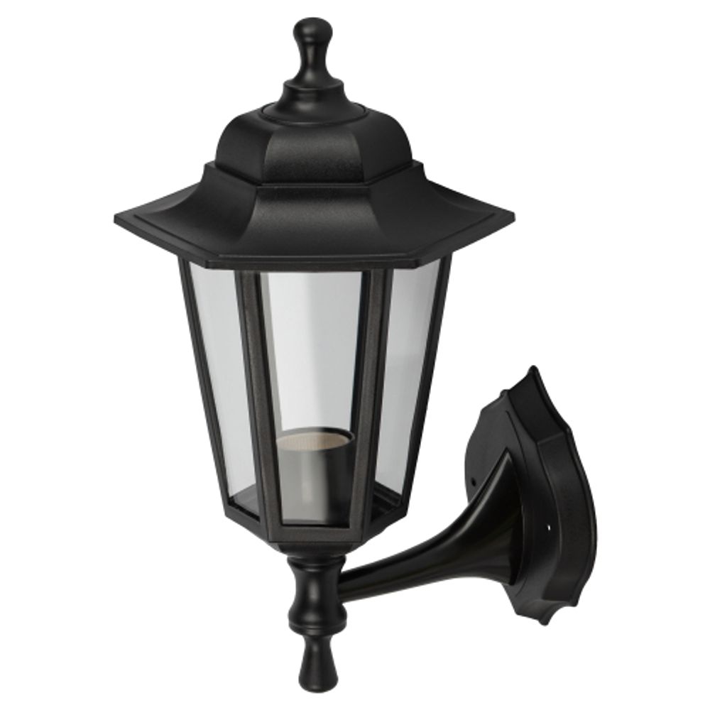 Садово-парковый светильник ЭРА НБУ 06-60-001 черный 6 гранный настенный IP44 Е27 max60Вт | Садово-парковые светильники