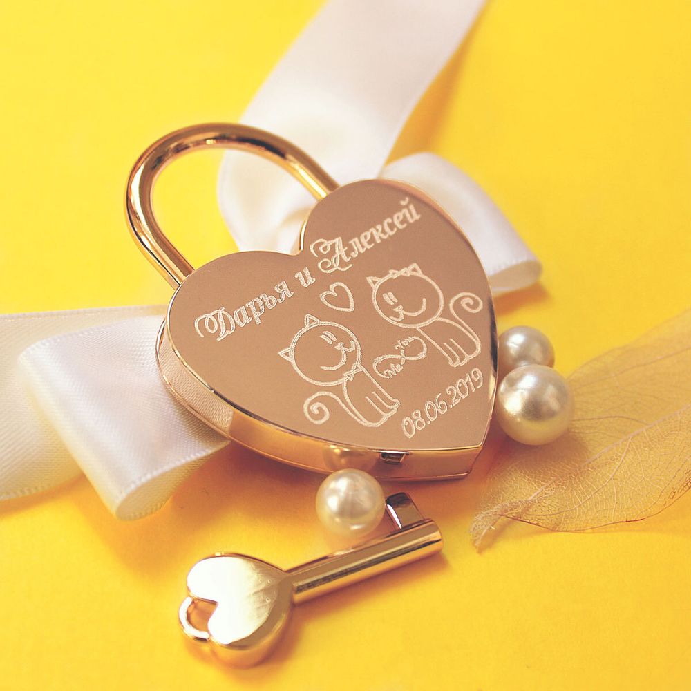 Свадебный замочек с гравировкой имен и даты на заказ