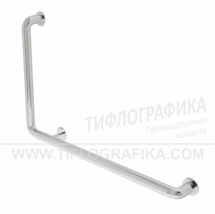 Поручень опорный угловой Г-образный левый, пристенный, нерж. сталь, 600x900 мм, D38 мм