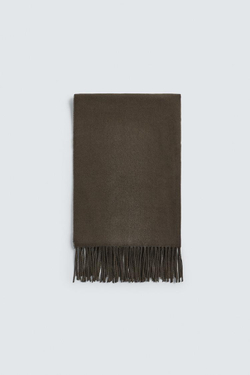 ZARA ШАРФ С БАХРОМОЙ, СЕРОВАТО-КОРИЧНЕВЫЙ