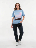 Футболка оверсайз (голубой) - Want you to stay