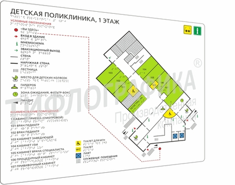 Тактильная мнемосхема ГОСТ 630х800 мм на ПВХ 3 мм