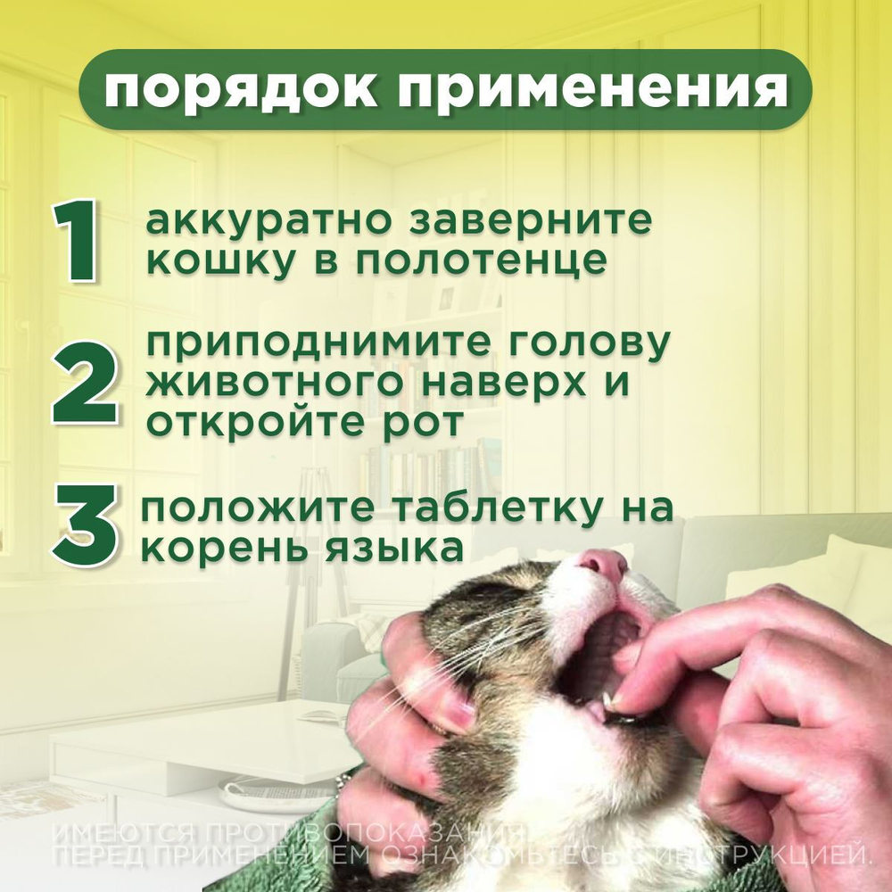 Таблетки от гельминтов и лямблий для кошек Фенпраз 6таб, Пирантел/ Празиквантел/Фенбендазол