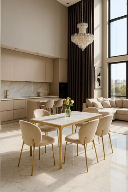 Стол обеденный Ist Casa Камео, 140х80х76 см, белый мрамор (Статуарио)