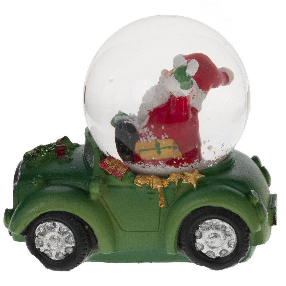 GAEM Фигурка декор в стекл шаре "Дед Мороз на машине", D 4.5 см, L7,5 W5 H7 см