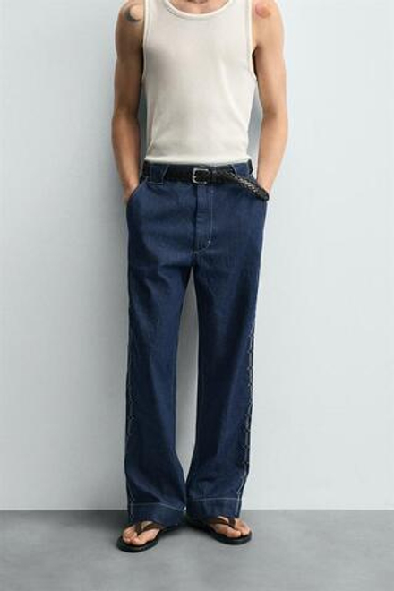 ZARA ДЖИНСЫ С ВЫШИВКОЙ, ИНДИГО