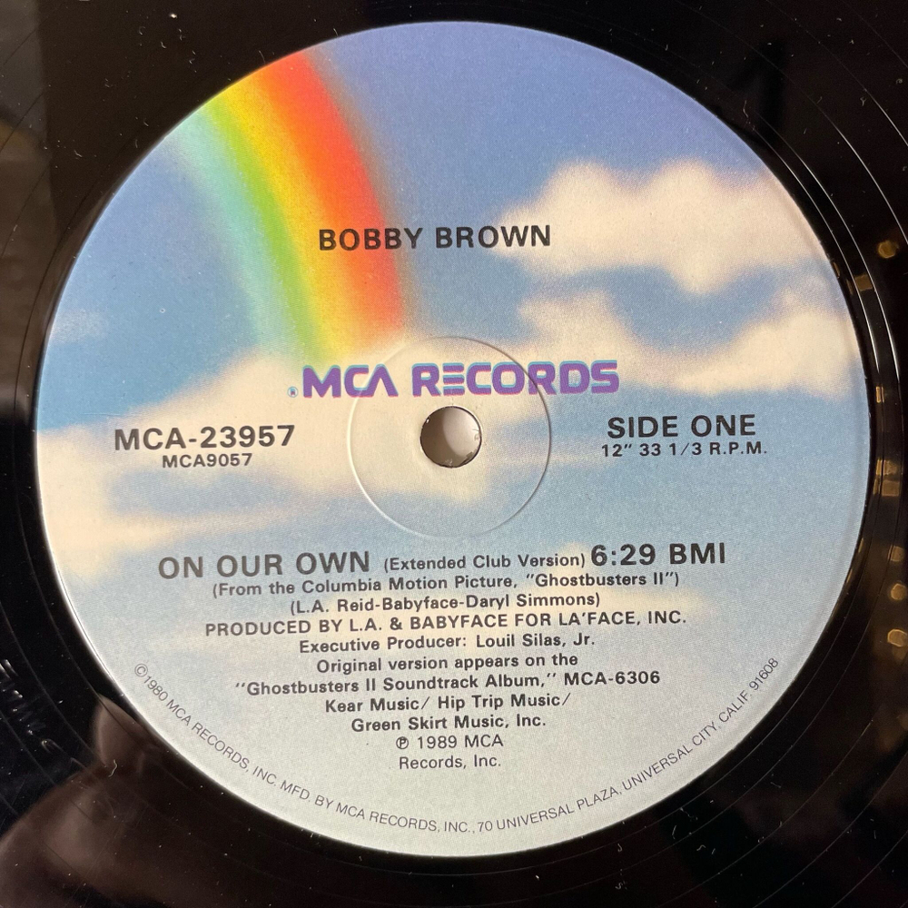 Винтажная виниловая пластинка LP Ghostbusters II Охотники За Привидениями 2 Bobby Brown On Our Own (USA 1989) Single