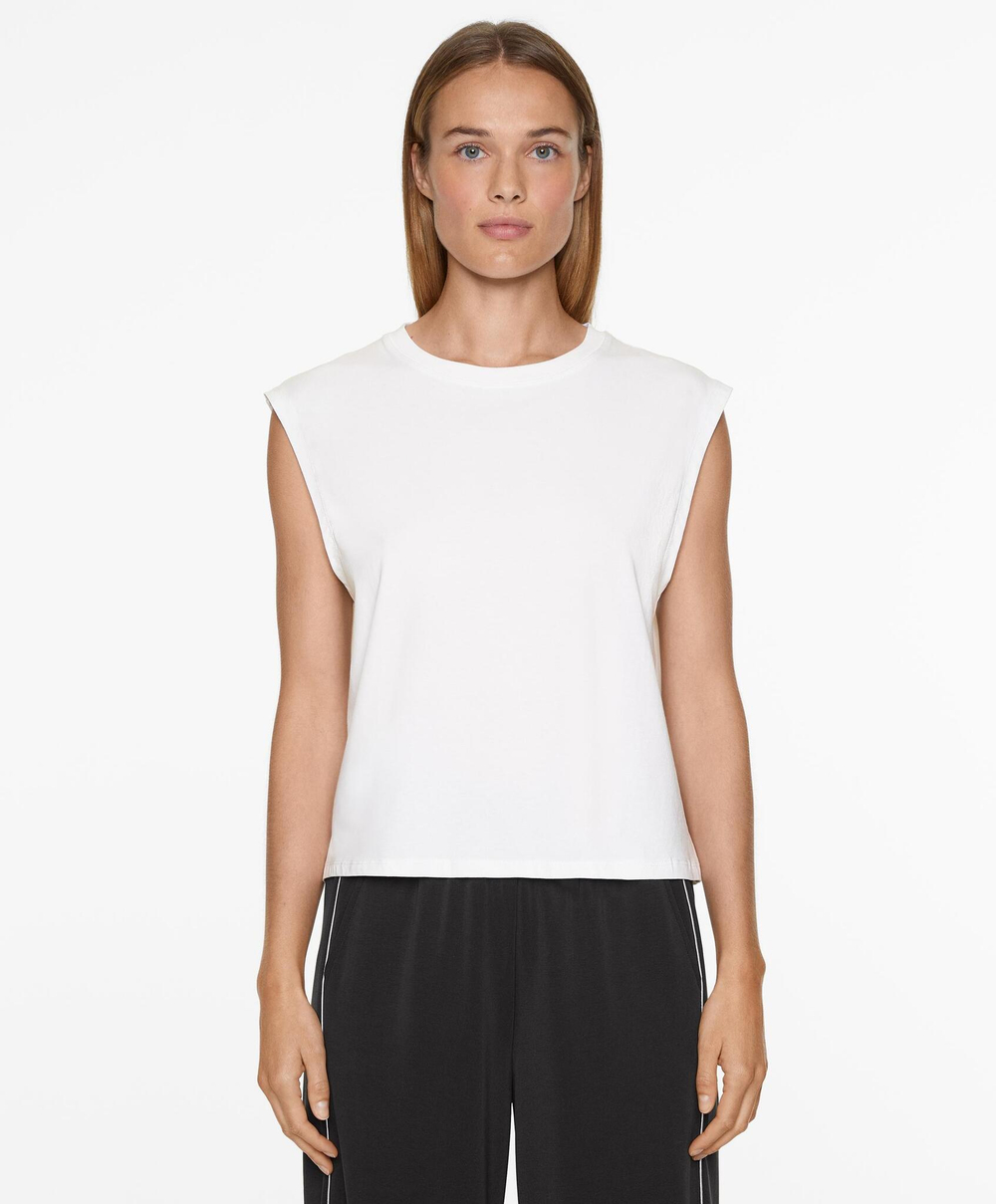 Oysho Топ без рукавов из смесового хлопка, белый