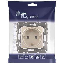 14-2101-04 ЭРА Розетка 2P+E Schuko, 16A-250В, IP20, Эра Elegance, шампань