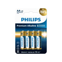 Батарейки Philips LR6M4W/51 АА алкалиновые 1,5v 4 шт. LR6-4BL Premium (4/48/144/17280) | Батарейки Щелочные (Алкалиновые)