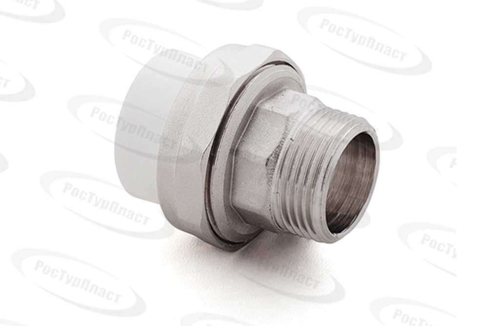 Муфта комбинированная разъемная (Американка) PPR наружная резьба 32х1,  белый, RTP (80/10)