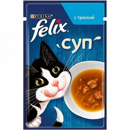 Влажный корм для кошек Суп с треской, 48г Felix