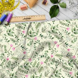 Ткань дюспо мелкие розовые цветы и множество зелёной листвы