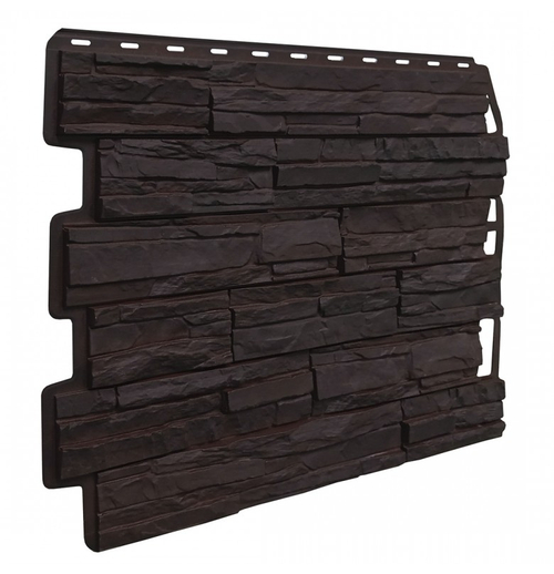 Фасадные панели (Цокольный Сайдинг) Fineber Скол Тёмно-коричневый