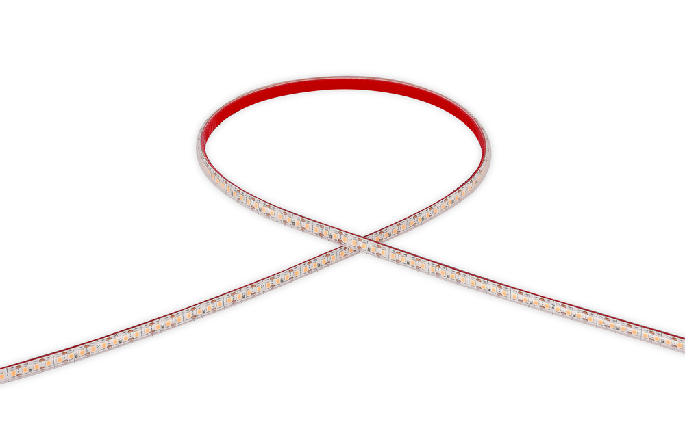 Лента светодиодная SMD тёпло-белая DC24V 14, 4W/m 3000K 1960Lm/m 160д/м CRI>90 IP65,  упаковка 5 метров,  ширина 8мм,  высота 3, 8мм,  самоклейкая