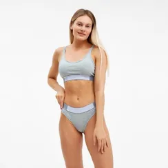 Комплект женский (топ с тонкими лямками, трусы), цвет серый МИКС, размер 44-46