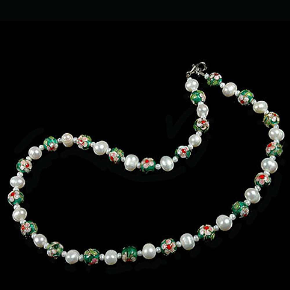 Бусы "Лена" жемчуг, клуазонне