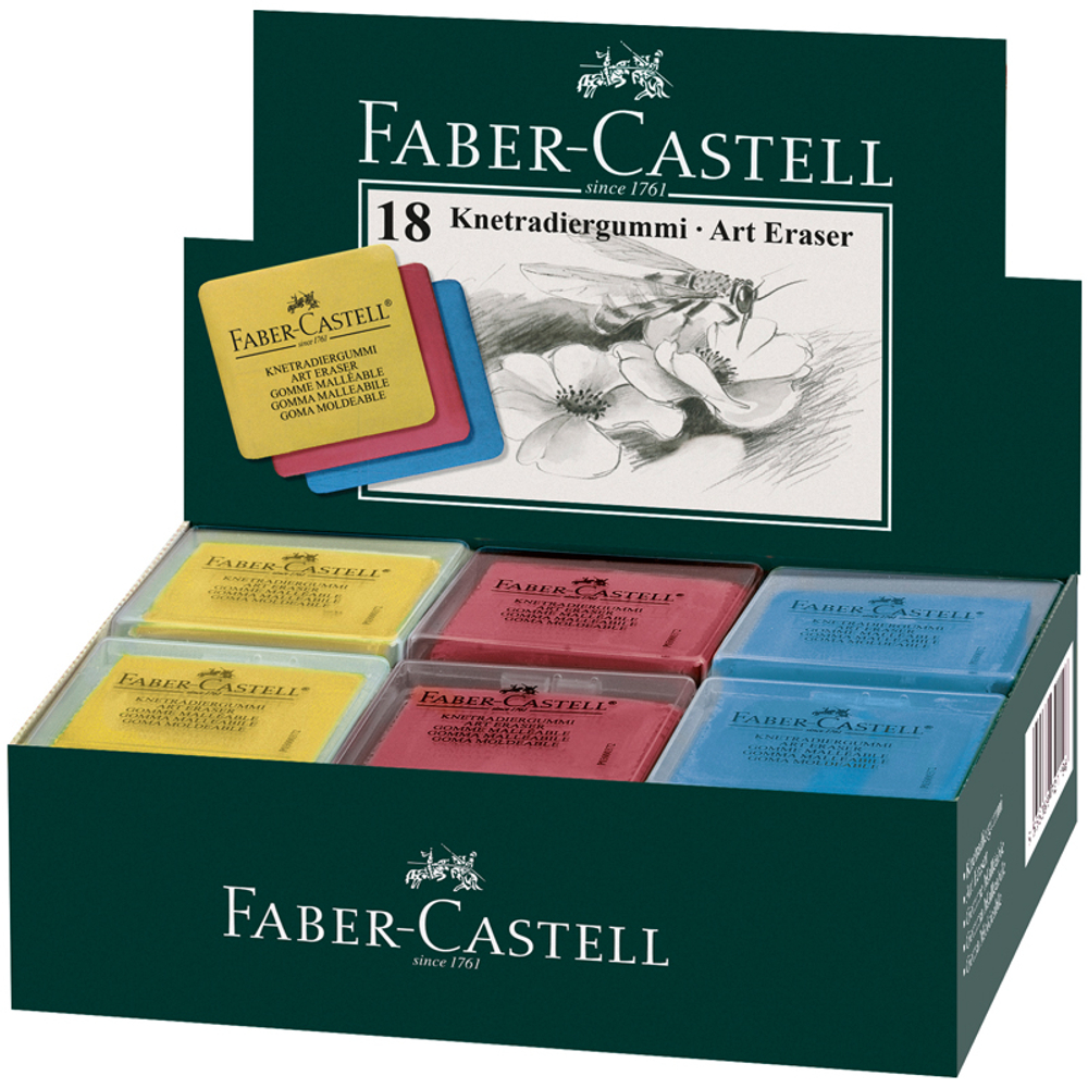 Ластик-клячка Faber-Castell, формопласт, 40*35*10мм, ассорти, пластик. контейнер 127321