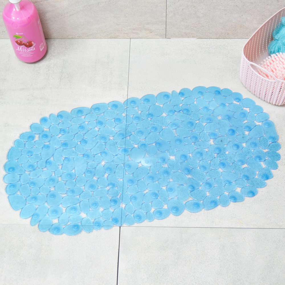 Коврик для ванной Галька 67*36см (голубой)