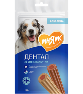 Мнямс Dental Лакомство для собак "Зубные палочки" с говядиной 100гр.
