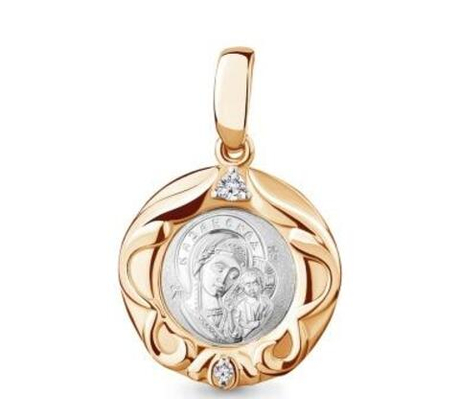 Икона Божьей Матери.ю Казанская из золота с фианитами