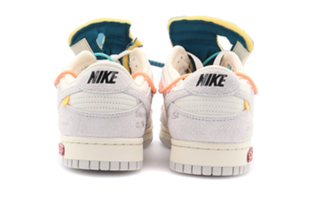 OFF-WHITE x Nike Dunk Low "The 50" NO.19 Joint Orange Lace Blue Buckle Casual Low Panel Shoes Grey and White