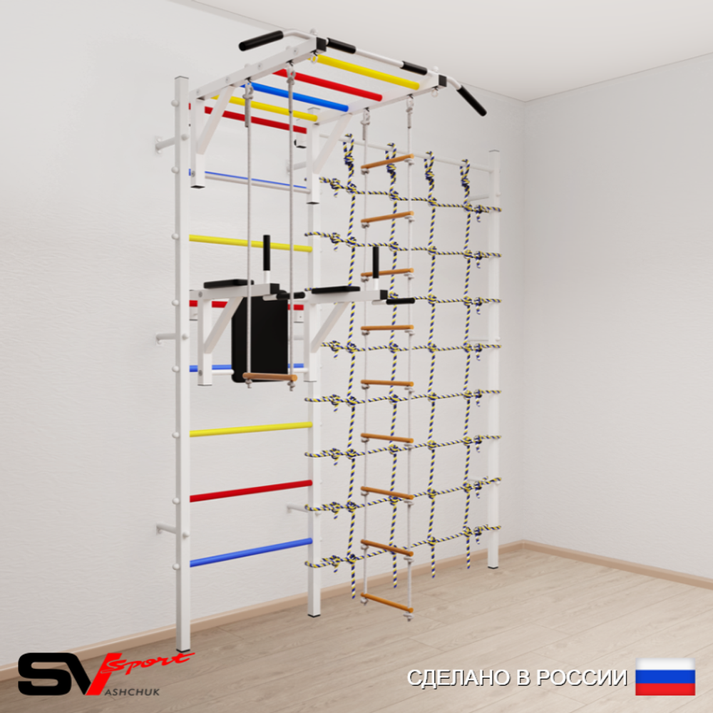 Шведская стенка Sv Sport 5490 (Турник рукоход/Брусья/Лестница/Трапеция/Канатный лаз)