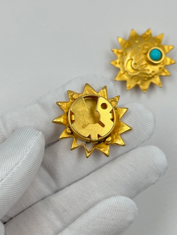 Накладка на пуговицу Солнце с голубой вставкой