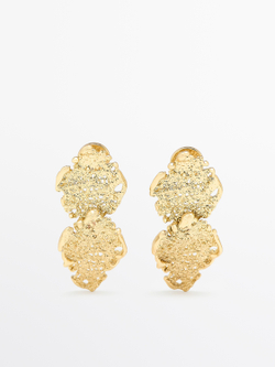 Massimo Dutti Кружевные серьги, золотистый