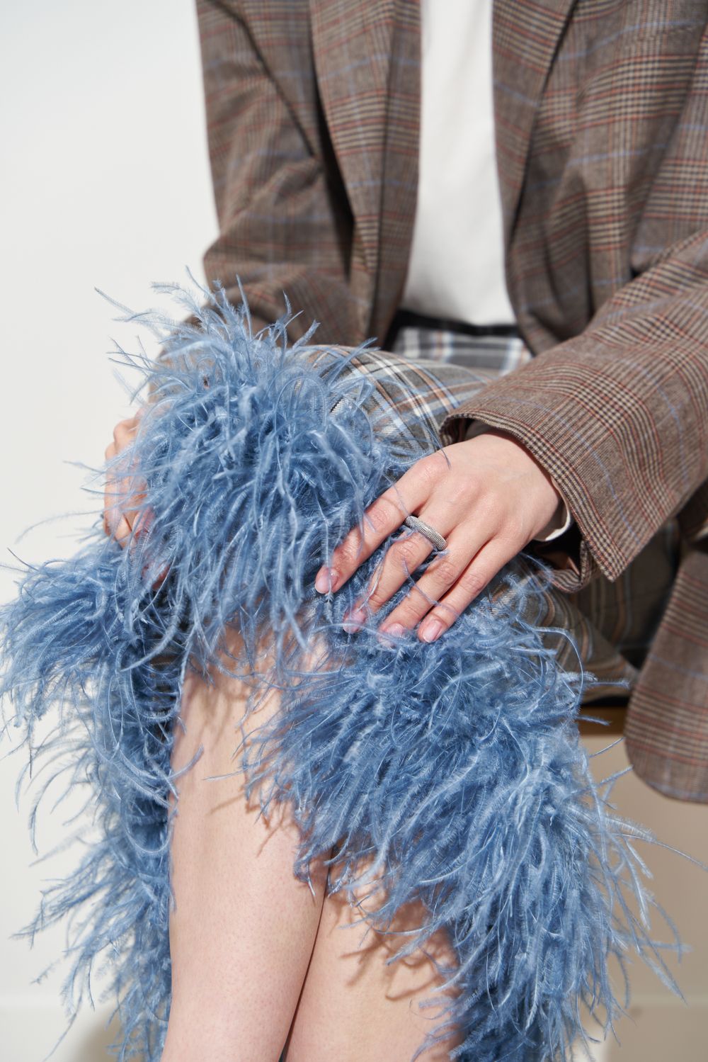 ЮБКА С ПЕРЬЯМИ СЕРЫЙ|БЕЖЕВЫЙ|ГОЛУБОЙ