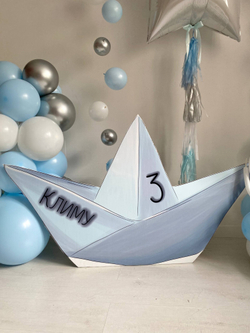 Воздушные шары для мальчика морская тематика белый/серебро/пыльно-голубой №3443