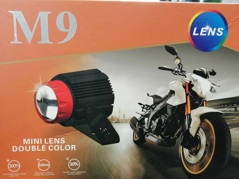 Светодиодные мото фары-линзы M9 MOTO LENS дальний свет (комплект 2 шт) - Z