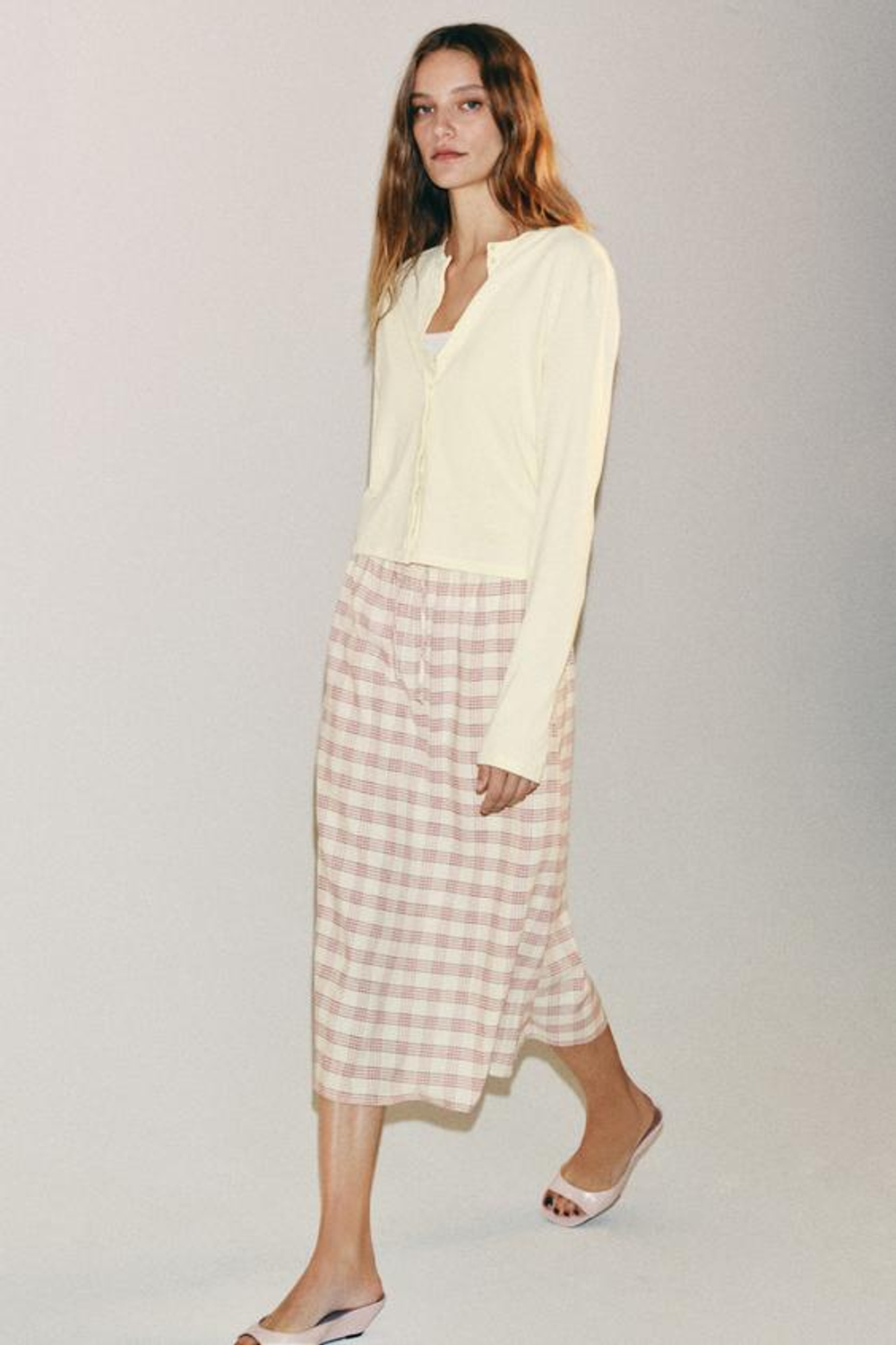 ZARA ЮБКА МИДИ В КЛЕТКУ — ZW COLLECTION, РАЗНОЦВЕТНЫЙ