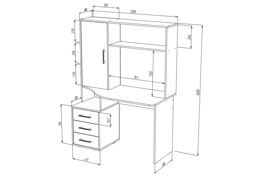 Стол компьютерный 55 крафт светлый