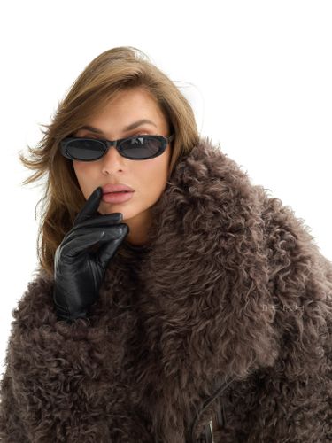 Коричневая шуба-косуха из овчины калган