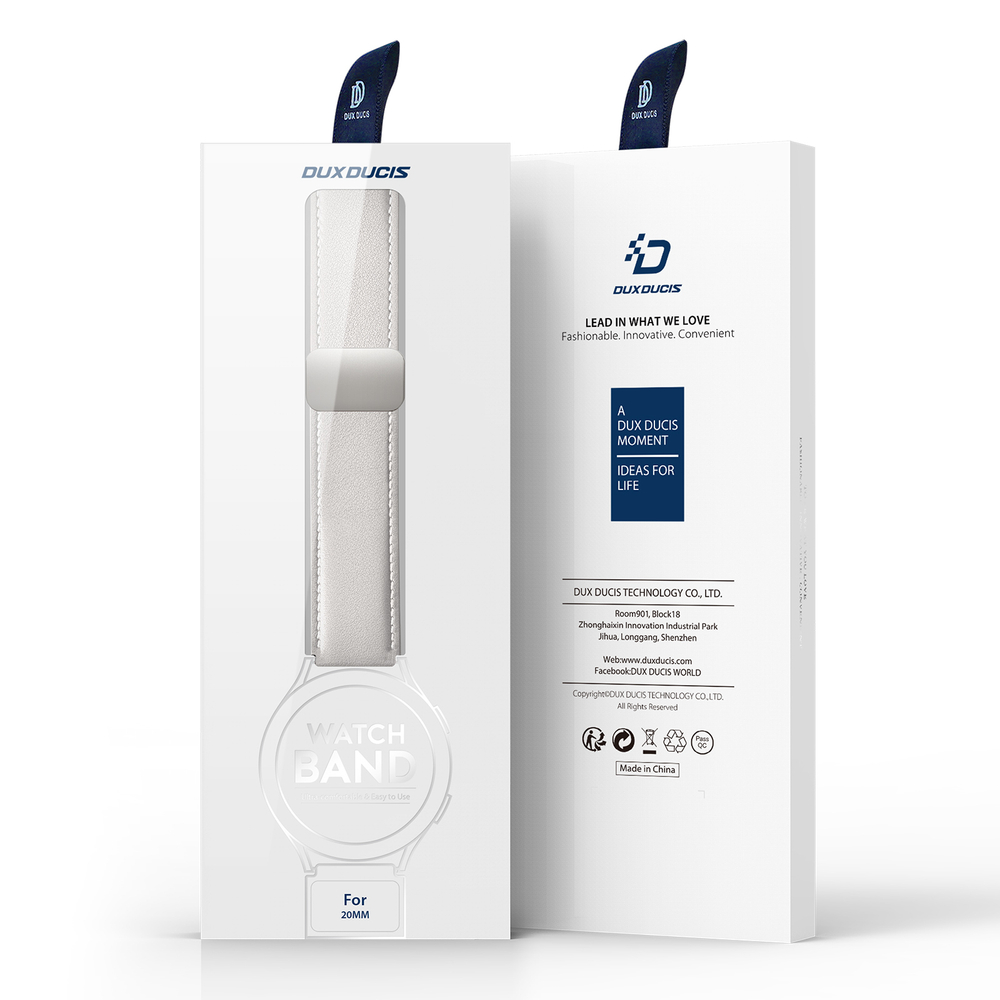 Ремешок из натуральной кожи белого цвета для смарт часов Samsung Galaxy Watch 45 и 46мм (размер крепления 22мм), серия YA Series от Dux Ducis